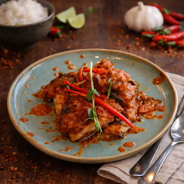 Pla Pad Thai stir fried fish Mae Thai River Stockholm