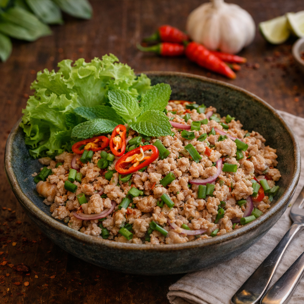 Moo Laab minced pork salad Thai mat Stockholm