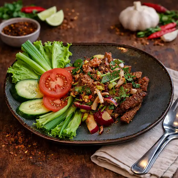 Yam Nua Thai beef salad Mae Thai River Stockholm