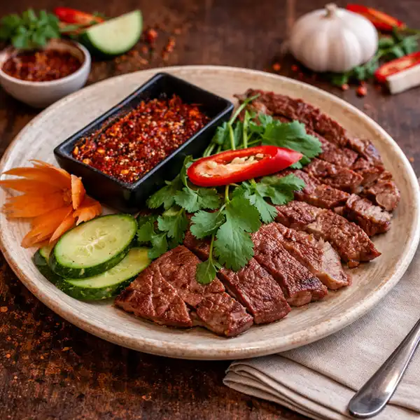 Nua Yang grilled Thai beef Mae Thai River Stockholm