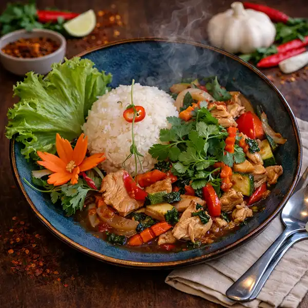 Pak Chee Thai herb dish Mae Thai River Stockholm