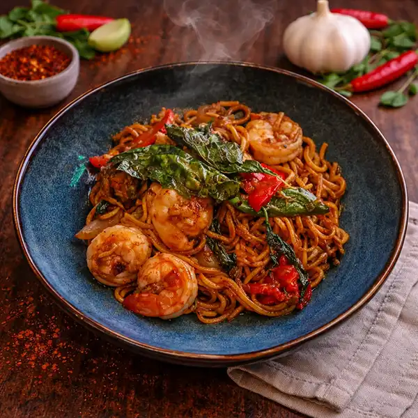 Pad Kee Mao drunken noodles Thai restaurant Stockholm