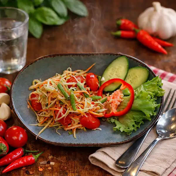 Som Tam papaya salad Mae Thai River Thai restaurang Stockholm