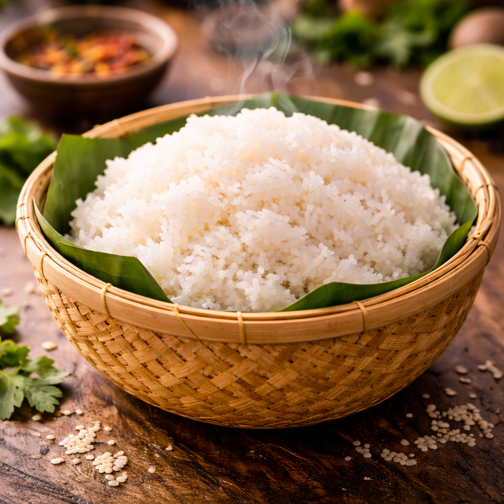 Sticky rice Thai side dish Mae Thai River Stockholm